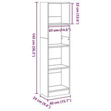 Librería Larryhot Sonoma Gris 40x24x143 cm Madera industrial, resistente y duradera, fácil de montar, estilo decorativo, adecuadA, Para guardar adornos, figuras, libros, pequeños objetos, etc. - Gris - Ver 9