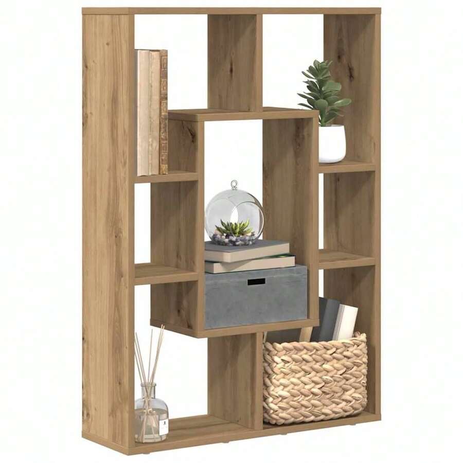 Librería Larryhot roble craft 63x20x90 cm de madera industrial, resistente y duradera, fácil de montar, estilo decorativo, adecuadA, Para guardar adornos, figuras, libros, pequeños objetos, etc. - Marrón - Ver 1
