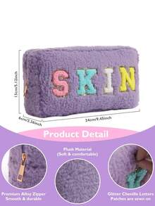 1 Piece Women Girls Cute Plush Fuzzy Hair Skin Face Bath Chenille Letter Preppy Patches Makeup Bag Travel Cosmetic Pouch With Zipper For Women Travel Toiletry Storage Organization,Makeup Bag,Make Up Bag,Makeup Bags,Cosmetic Bag,Makeup Organiser,Travel,Makeup Pouch,Bag,Vanity,Make Up Pouch,Travel Essentials,Pouch Bag,Make Up Bags,Bags,Travel Essential,Vanity Accessories,Small Makeup Bag,Makeup Pouch,Cosmetic Bag,Travel Essential,Large Capacity,Large Makeup Bag,Christmas Gifts,Pouch,Travel,Gifts For Women,Women's Necessaire,Travel Essential,Pouch,Clutch / Small Handbag,Necessaire,Makeup Organizer,Makeup Organize,Pouch,Brush Holder,Mini Pouch,Large Capacity Pouch,Gifts For Women,Christmas Gifts,Gift Ideas For Women