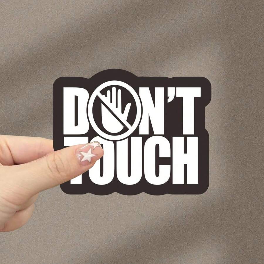 「Don't Touch」乙烯基車貼-啞光飾面、不對稱形狀、卡通圖案,自黏式,適用於筆記型電腦、頭盔、摩托車、工具箱、冰箱、電動滑板車、桿貼紙、學校用品 - 彩色 - 查看 1