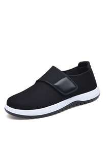 Casual Versatile Solid Color Sports Hook And Loop Lightweight House/Work Shoes, Anti-Slip Breathable Walking Sneakers