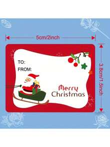 200pcs/Roll Christmas Gift Tags Stickers, 2 Inch X 1.5 Inch, Assorted Styles And Patterns, Universal Self-Adhesive Labels For Holiday Gift Wrapping