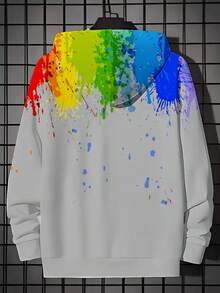 Plus Size Men's Casual Hoodie - 3D Graffiti Print, Pocket, Regular Fit, Machine Washable, Essential For Autumn/Winter, Comfortable Soft Everyday Wear - Nhiều màu - Xem 2