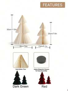1pc Elegant Scandinavian Folded Paper Tree, Honeycomb Christmas Tree,Magnetic,Durable,Quick To Assemble Easy To Reuse, Reusable Tabletop Christmas Decor, Christmas Decorations Desk Decor Accessories -Minimalist Charm, Holiday Season Decor, - Multicolor - View 5
