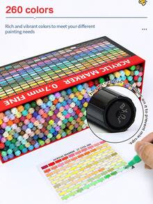 260/240/168/120/84/60/36 Colors Acrylic Paint Markers, Marker Pen Set,Waterproof, Durable, Not Easy To Fade, Suitable For Painting, Illustration, Handmade Art And Other Creations And DIY Projects, Suitable For Children Such As Paper, Fabric, Wood, Rock, Plastic, Glass, Ceramic, Pumpkin, Kids And Adults Paint Marker Pens - Acrylic Marker - View 11