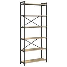 Librería Larryhot Roble Sonoma 80 x 30 x 188 cm Madera de ingeniería, resistente y duradera, fácil de montar, estilo decorativo, adecuadA, Para guardar adornos, figuras, libros, pequeños objetos, etc. - Marrón - Ver 2