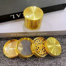 1.6/2/2.5英寸金属金币草药研磨器四层研钵杵手动粉碎机锌合金磨烟草研磨器香烟雪茄工具吸烟配件礼品 - 金色 - 查看 6