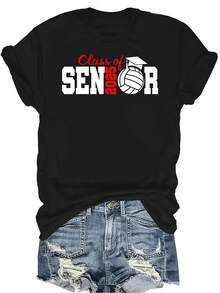 Camiseta de voleibol Senior 2025 para mujer, unisex, de verano, casual, transpirable, con personalidad, cuello redondo, manga corta, ropa de calle, versátil, adecuada para adolescentes y adultos - Negro - Ver 1