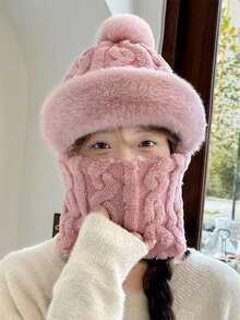 1 pieza Conjunto de gorro de punto y guantes de punto con protección de oreja, unisex, de moda casual y cálido para otoño/invierno, adecuado para uso diario, viajes al aire libre, senderismo, esquí, ciclismo, escalada, decoración de otoño