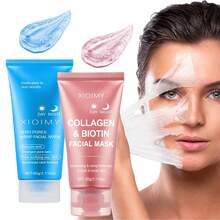 2 件胶原蛋白和毛孔清洁面膜套装，平滑和滋润肌肤，深层清洁杂质，提亮肤色，面部和鼻部护理，日夜面膜 - 藍色+粉紅色 - 查看 7