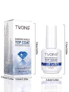 TWOING 2 瓶 15ml 玻璃面漆持久透明面漆 LED UV 强化指甲高光泽面漆凝胶指甲油防刮、晶莹剔透、专业美甲密封剂，适用于沙龙和 DIY 美甲 - 無色 - 查看 10