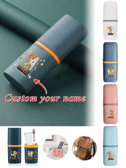 Custom Name Toothbrush Organizer Dustproof Case | All-In-One Toothbrush Cup, Toothpaste Holder & Mouthwash Container | Portable Toiletries Storage Box For Student Dormitory | Ideal Back To School Dorm Essentials For Travel & Bathroom Use