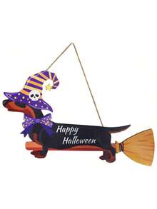 万圣节门饰，腊肠犬，万圣节快乐门标志，万圣节前门装饰，木制万圣节标签，适用于室内外庭院墙门 - 臘腸犬 - 查看 8