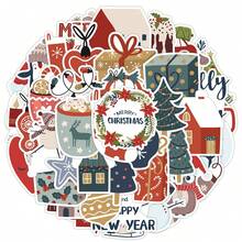 50 pegatinas lindas de dibujos animados de comida navideña, calcomanías de galletas, pasteles y caramelos, decoraciones para crear ambiente festivo para fiestas navideñas