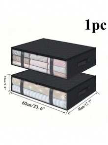 1pc Under Bed Shoe Cabinet Organizer, 12 Grids Non-Woven Fabric Shoe Box With Transparent Zipper Cover, Window, Handle For Home Storage - Multicolor - View 3