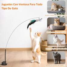 5pcs Juguetes para Gatos Interactivos, 2 Pajaritos Voladores con Campanas, Varita Juguete para Gato, Ventosa Fija, Cuerda Pegajosa, Juguetes Gato Divertidos y Resistentes - 1 - Ver 2