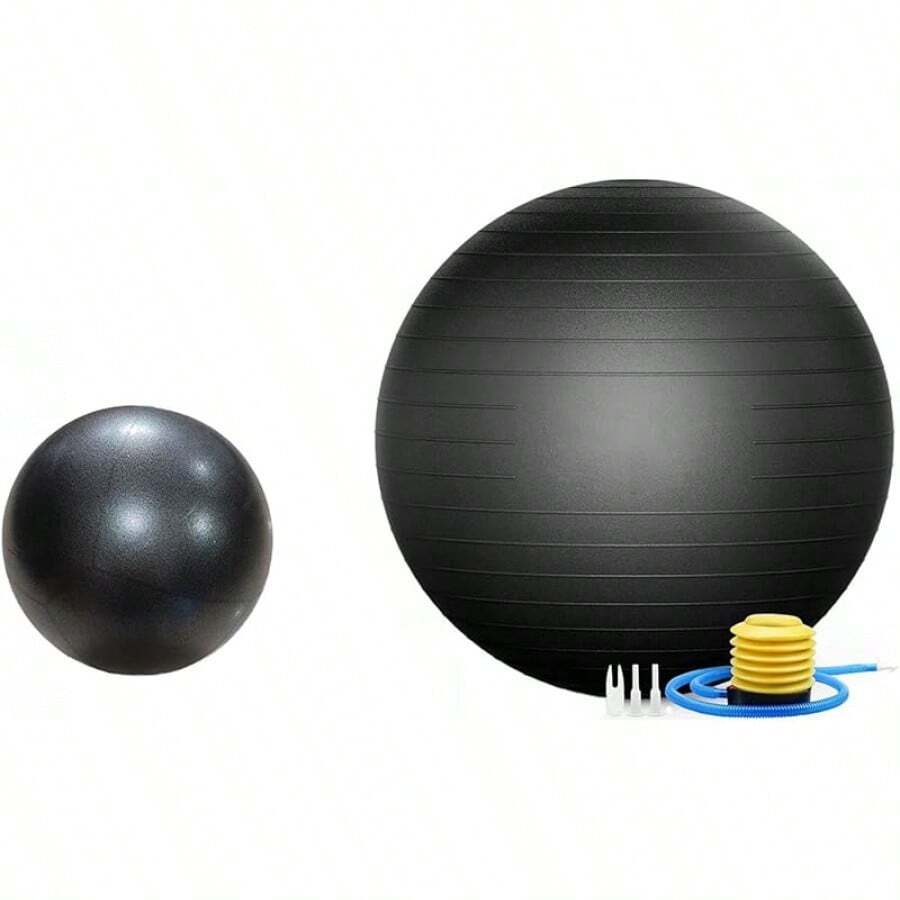 Pelota Pilates Incluye Pelota Yoga Grande de y Pilates Mini Ball de,Pelota para Embarazadas Antideslizante y Antichoque,Pelotas para Ejercicio chica Antipinchazos para Deportes,Fitness - Negro - Ver 1