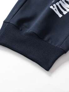 Quần thể thao nam in chữ, cạp chun, chất liệu mỏng nhẹ, có dây rút, thích hợp cho mùa thu/đông. - Màu xanh lam - Xem 5