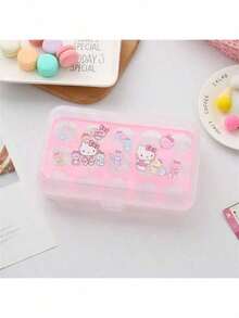 Sanrio Boîte de rangement pour œufs Sanrio (autorisée) Boîte de rangement pour œufs réfrigérée avec 15 boîtes en plastique résistant aux chocs, portable, pour la conservation des aliments. Boîte de rangement pour œufs, décoration de la maison, stockage pour fête et Noël