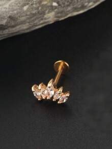 时尚不锈钢方晶锆石皇冠耳钉、耳钉、唇环、女士穿孔饰品 - 耳骨釘 - 查看 15