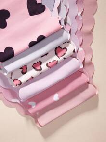 6 件装 - 纯色、豹纹、心形印花系列女士无缝内裤，舒适波浪蕾丝设计运动三角裤 - 彩色 - 查看 4