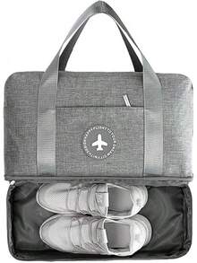 PUBAMALL Bolso Deportivo con Bolsa de Zapatos, Fin de Semana con Equipaje de Mano, Bolsa de Playa (One Pack, Gris) - gris - Ver 12