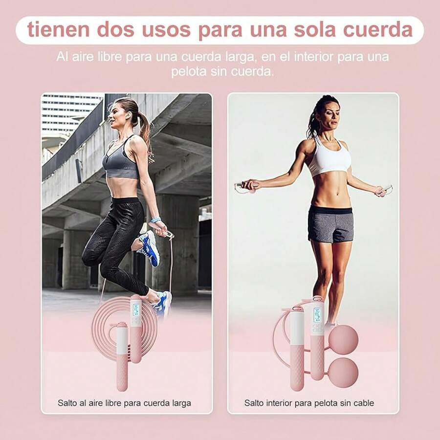 Garselay Cuerda para Saltar,comba,Contador Digital Velocidad para Saltar, Contador de Cuerdas para Entrenamiento, Cuerda de Saltarde Conteo de Pérdida de Peso Deportiva para Niños/Adultos - rosa - Ver 1