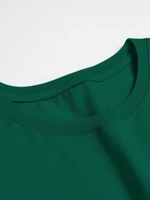 Camiseta de Cuello Redondo Simple y Estilosa, Ropa Casual Versátil para Hombres, Adecuada para Diversas Ocasiones - Verde oscuro - Ver 3