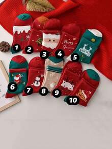 5 pares de calcetines navideños para hombres/mujer, calcetines de tubo medio para otoño e invierno, calcetines de regalo de Navidad para parejas