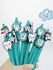 2 Stück/5 Stück zufällig sortierte blaue & grüne Kugelschreiber mit Zahnarzt-Motiv, Geschenke zum Zahnarzt-Tag, zufälliger Stil