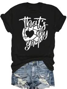 Sudadera "That's My Girl" Camiseta de voleibol para mujer Unisex Casual de verano Transpirable Personalidad Cuello redondo Manga corta Camiseta Ropa urbana Versátil, Adecuada para adolescentes y adultos - Negro - Ver 1