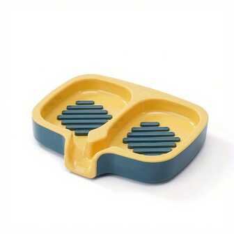 1 قطعة صحن صابون ذو حجرتين مع تصريف، حامل صابون سريع التصريف، رف لقطع الشامبو، صحن صابون للحمام، حوض المطبخ، اكسسوارات الحمام