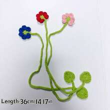 1 个手工制作的雏菊和向日葵书签 - 鲜艳的钩针花卉图案，粉色、橙色和紫色，涤纶纤维，是送给读者的理想礼物，可用作窗帘带或汽车装饰 - 彩色 - 查看 11