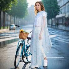 Płaszcz przeciwdeszczowy na rower, jednoczęściowy, zapewniający pełne pokrycie, lekki i łatwy w przechowywaniu, podwójny daszek skutecznie zapobiega deszczowi, odpowiedni dla nastolatków i dorosłych