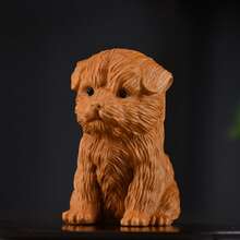 تمثال خشبي منحوت يدويًا لشكل كلب، نحت خشب العرعر، غير مكتمل، زخرفة كلب ريفي جميل، تميمة حظ فنغ شوي