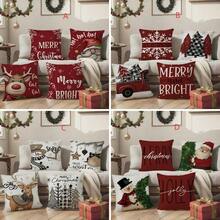 4pcs Christmas Theme Pillow Covers, Single-Sided Linen Pillow Shams, 45*45cm/18*18 Inches, 3 Size Options, Suitable For Living Room, Bedroom, Dining Room, Outdoor Sofa, Bed Decor, Creating A Festive Christmas Atmosphere. Home Decor Christmas Decorations Room Decor Pillow Case Pillow Cases Cushion Cover Cushion Covers