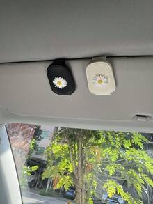 磁性汽车遮阳眼镜夹 - 可爱雏菊设计，爱心风格时尚眼镜带强磁支架，汽车配件（黑色），汽车配件 | 趣味设计 | 磁性固定，汽车时尚眼镜夹 - 彩色 - 查看 9