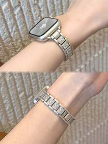 1条全水晶金属表带，兼容38/40/41/42/44/45/46/49毫米表盘，兼容 Ultra/SE/Series 11/10/9/8/7/6/5/4/3/2/1 - 星光色 - 查看 9