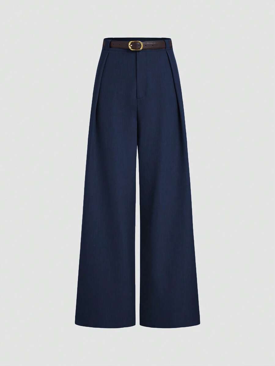 High Waist Wide Leg Suit Pants For Women - Royal Blue - View 1