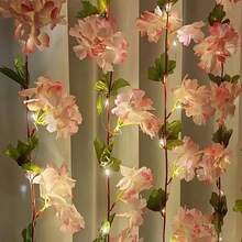 1pc 20-LED DIY Cherry Blossom Tree Lights - Bendable Battery-Operated Branches With Warm White Glow, Pink Floral Decor For Home, Weddings, Parties (AA Batteries Not Included), Cherry Blossom Themed Items, Party Ambiance, Wedding Decorations, Decorative Lighting, Batterypowered Lights Fall Decor Halloween Autumn Decor Christmas Decorations Home Christmas Gifts Christmas Decor - 暖光 - 查看 5