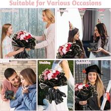 118Pcs Flower Bouquet Wrapping Paper Kits, 30 Sheets White Waterproof Floral Wrapping Paper 2 Rolls Ribbon 36 Gold Butterfly 50 Flower Pins For Wedding Birthday Florist Supplies Packaging - 黑色 - 查看 6