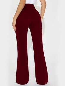 Women's High Waisted Dress Pants, Straight Leg Work Slacks For Business Casual Office, Elegant Trousers With Pockets - Màu Đỏ Sâu - Xem 2