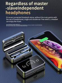 全新无线蓝牙耳机，带镜面LED数字显示屏，重低音，内置麦克风，音质清晰，无线游戏耳机，待机时间长，支持音乐和多模式游戏