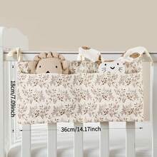 1pc Print Multi-Function Hanging Diaper Caddy Organizer, Baby Nursery Diaper And Accessories Organizer, Changing Table Diaper Storage, Toy Storage Bag, Crib Organizer, Stroller Hanging Bag, Holds Bottles, Diapers, Toys, And Pacifiers - Multicolor - View 1