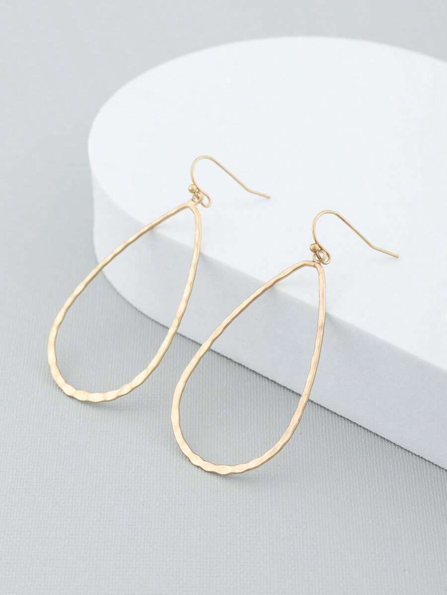 Hollow Out Water Drop Earrings - 黃金 - 查看 1
