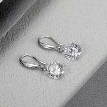 MONALLY 1pair Elegant Silver Cubic Zirconia Drop Earrings Glitter Style Women's  Parties - 耳環 - 查看 9