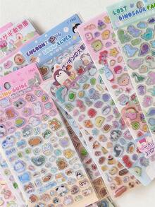 Metallic Silver Glaze Stickers, 3D Cute Animal Decorative Stickers, Suitable For Phone, Water Cup, DIY, Gifts