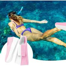 Aletas cortas de paleta para entrenamiento natatorio, color blanco rosa, talla L (39-41), perfectas para actividades de deportes acuáticos - Blanco Rosa - Ver 7