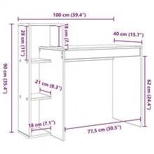 Escritorio Larryhot con estante blanco 100 x 40 x 90 cm Madera de ingeniería, resistente y duradera, fácil de montar, estilo decorativo, hermoso y práctico. - Blanco - Ver 9