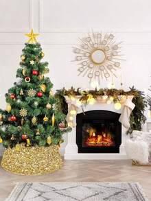 Collare per albero di Natale da 24 pollici in oro/rosa/rosso/bianco, gonna per albero di Natale con paillettes, anello per albero di Natale in velluto di lusso, copertura vintage per base dell'albero di Natale con glitter, decorazione scintillante per albero di Natale per feste e occasioni